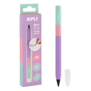 APLI LAPIZ INFINITO NORDIK MINI TRICOLOR LILA ROSA TURQUESA PUNTA FINA LARGO 10 CM 19963 Mejor Calidad
