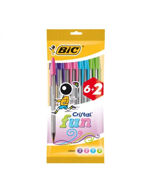 Envío Gratis BIC BLISTER 6+2 BOLIGRAFO CRISTAL FUN - 8963811