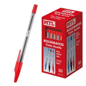 DOHE BOLÍGRAFOS CON CAPUCHA TINTA ACEITE CAJA 50 U. COLOR ROJO - 79589 Pago Seguro