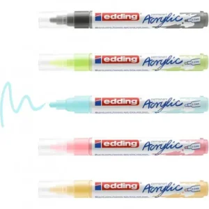 Artesanal EDDING PACK DE 5 ROTULADORES PERMANENTES ACRYLIC 5100 PASTEL SURTIDO - 5100-5-S-099