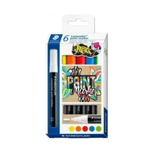 STAEDTLER ESTUCHE 6 ROTULADORES LUMOCOLOR PAINT MARKER TINTA ACRILICA 349 - 349 C6 Precio Reducido