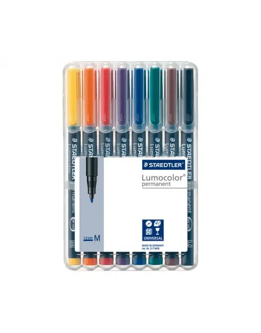 STAEDTLER ESTUCHE 8 ROTULADOR LUMOCOLOR PERMANENTE 1MM - 317 WP8 Certificado