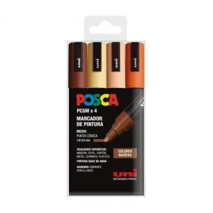 UNI-BALL ESTUCHE 4 MARCADORES POSCA BASIC PC5M/4C SURTIDO MADERA - 182634853 Pago Seguro