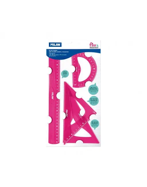 MILAN KIT 4 REGLAS FLEX Y RESISTANT ROSA - 359801P Oferta Especial