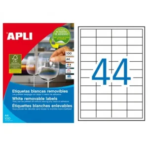 Barato APLI 100H A4 ETIQUETA BLANCAS REMOVIBLE 48.5X25.4 - 3054