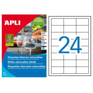 APLI 100H A4 ETIQUETA BLANCAS REMOVIBLE 64.6X33.8 - 3056 Exclusivo