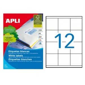 APLI 100H A4 ETIQUETA BLANCAS REMOVIBLE 70X67.7 - 1290 Certificado