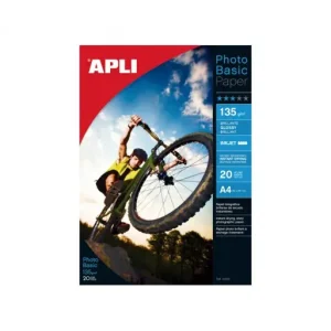 APLI 20 HOJAS PAPEL FOTOGRAFICO BRILLANTE GLOSSY PHOTOBASIC 135G A4 - 4451 Stock Limitado