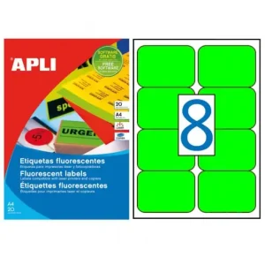 Ordena Ya APLI BLISTER 20 ETIQUETA VERDE FLUOR 99.1X67.7 - 2877