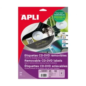 Garantía Incluida APLI BLISTER 25 HOJAS ETIQUETA CD MATE DIAMETRO 114 ILC - 2001