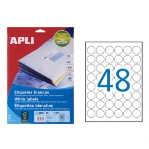 Compra Hoy APLI PACK 25+10H A4 ETIQUETA BLANCAS REDONDAS DIAMETRO 30MM - 13882