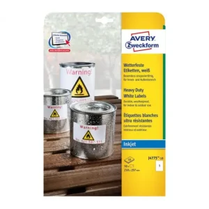 Gran Oferta AVERY 20 HOJAS ETIQUETA POLIESTER 210x297 - L4775-20