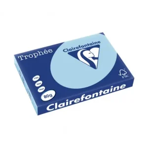 Máxima Calidad CLAIREFONTAINE PACK 500H PAPEL DE COLOR TROPHEE A3 80G AZUL CLARO - 1256C