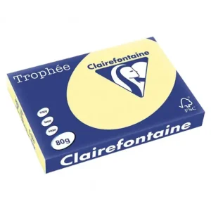 Oferta Limitada CLAIREFONTAINE PACK 500H PAPEL DE COLOR TROPHEE A3 80G CANARIO - 1884