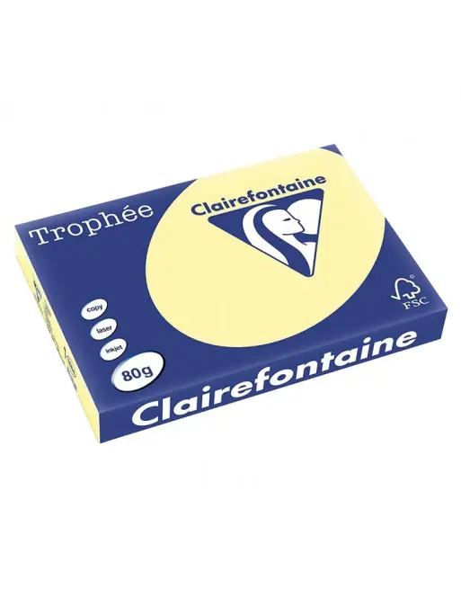 Oferta Limitada CLAIREFONTAINE PACK 500H PAPEL DE COLOR TROPHEE A3 80G CANARIO - 1884