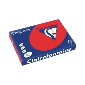 Máxima Calidad CLAIREFONTAINE PACK 500H PAPEL DE COLOR TROPHEE A3 80G ROJO - 8375C