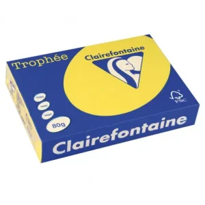 Mayoreo CLAIREFONTAINE PACK 500H PAPEL DE COLOR TROPHEE A4 80G AMARILLO SOL - 1877