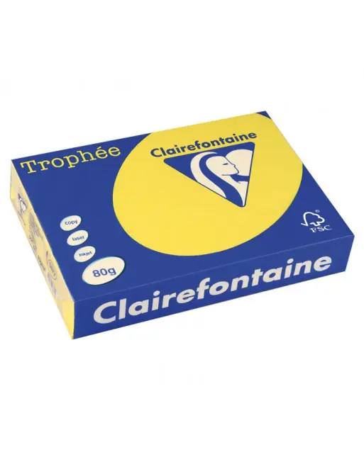 Mayoreo CLAIREFONTAINE PACK 500H PAPEL DE COLOR TROPHEE A4 80G AMARILLO SOL - 1877