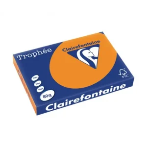 CLAIREFONTAINE PACK 500H PAPEL DE COLOR TROPHEE FLUOR A3 80G NARANJA - 2880C Oferta Flash