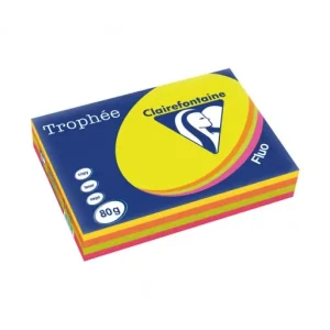 Oferta Especial CLAIREFONTAINE PACK 500H PAPEL DE COLOR TROPHEE FLUOR A3 80G SURTIDO - 1709C
