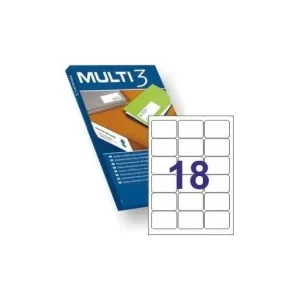 MULTI3 100 HOJAS ETIQUETAS BLANCAS CANTOS REDONDOS POLIVALENTES 18 X 63.5X46,6 - 10492 Súper Precio