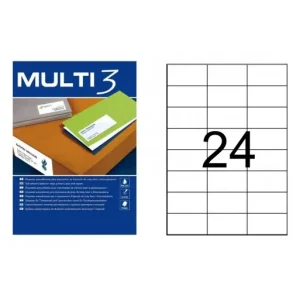 MULTI3 100 HOJAS ETIQUETAS BLANCAS POLIVALENTES 24 ET X 70 X 37 MM - 04704 Directo De Fábrica