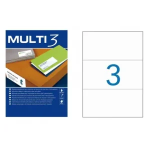 Últimas Unidades MULTI3 100 HOJAS ETIQUETAS BLANCAS POLIVALENTES 3 ET X 210,0X 99,0 MM - 12549
