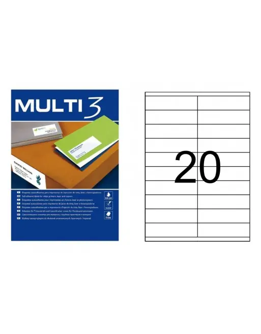 Precio Bajo MULTI3 DE 100 HOJAS ETIQUETAS BLANCAS POLIVALENTES 20 ET X 105X29 - 10502