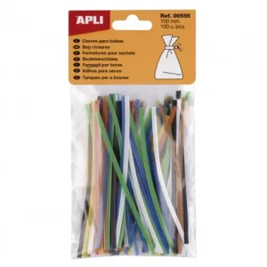 Hecho A Mano APLI CIERRES METALICOS FLEXIBLES PARA BOLSAS DE ALAMBRE RECUBIERTO 100 U. - 00555